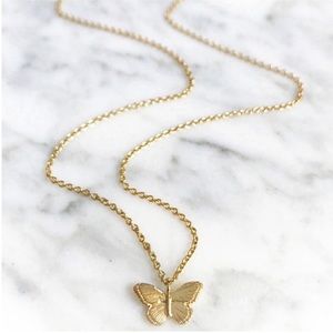 14K Gold Plated Butterfly Pendant Charm Necklace